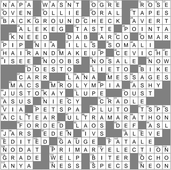 State of high honor crossword