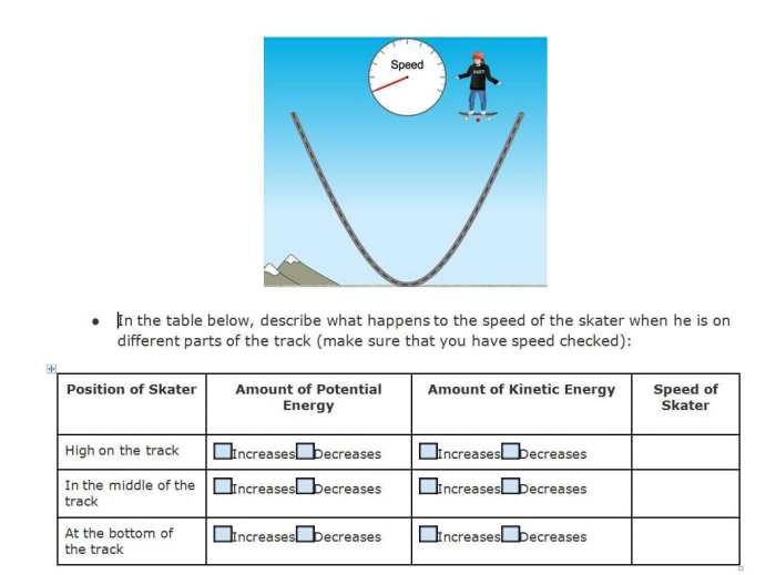 Conservation of energy at the skate park answer key