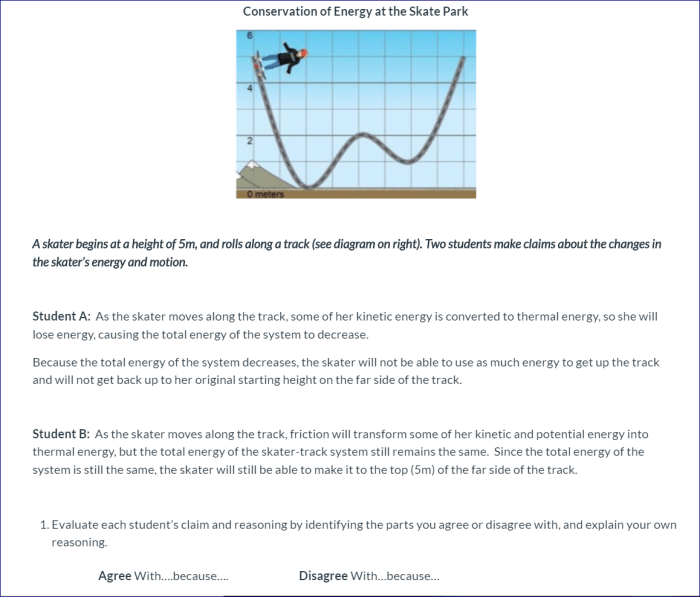 Conservation of energy at the skate park answer key