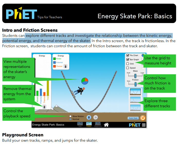 Conservation of energy at the skate park answer key